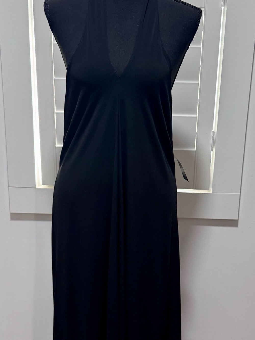 NWT New York & Company Black Backless Halter Maxi Dress L